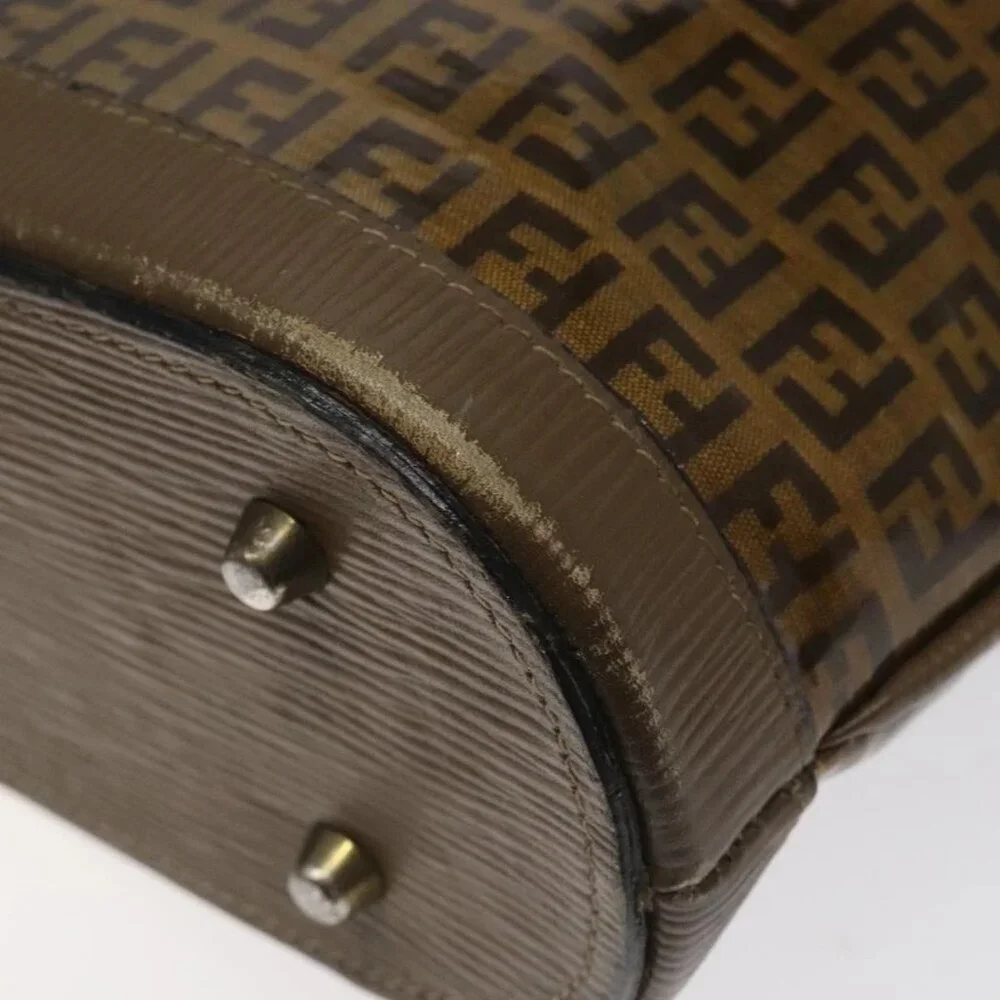 FENDI Zucchino Canvas Shoulder Bag Enamel Beige Gold Auth ep8215 - Picture 6 of 16